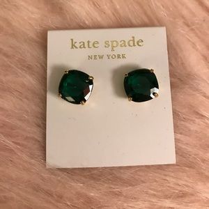 Kate Spade, NWT, Emerald Green Pierced Earrings Brings the Glamour. NEVER WORN!